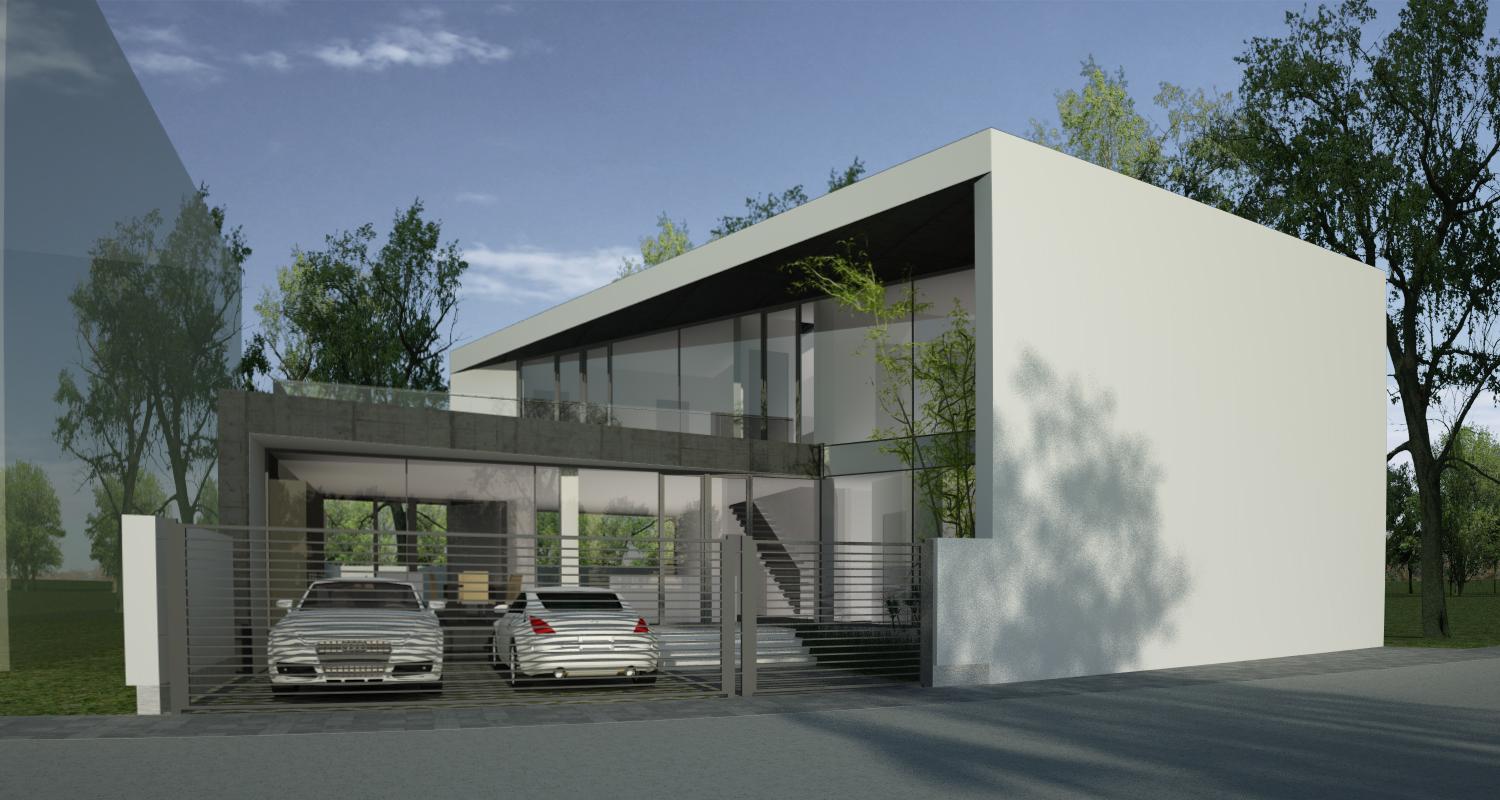 Proiect Locuinta Moderna casa pe teren triunghiular cu alipire la calcan in Bucuresti Sector 4
